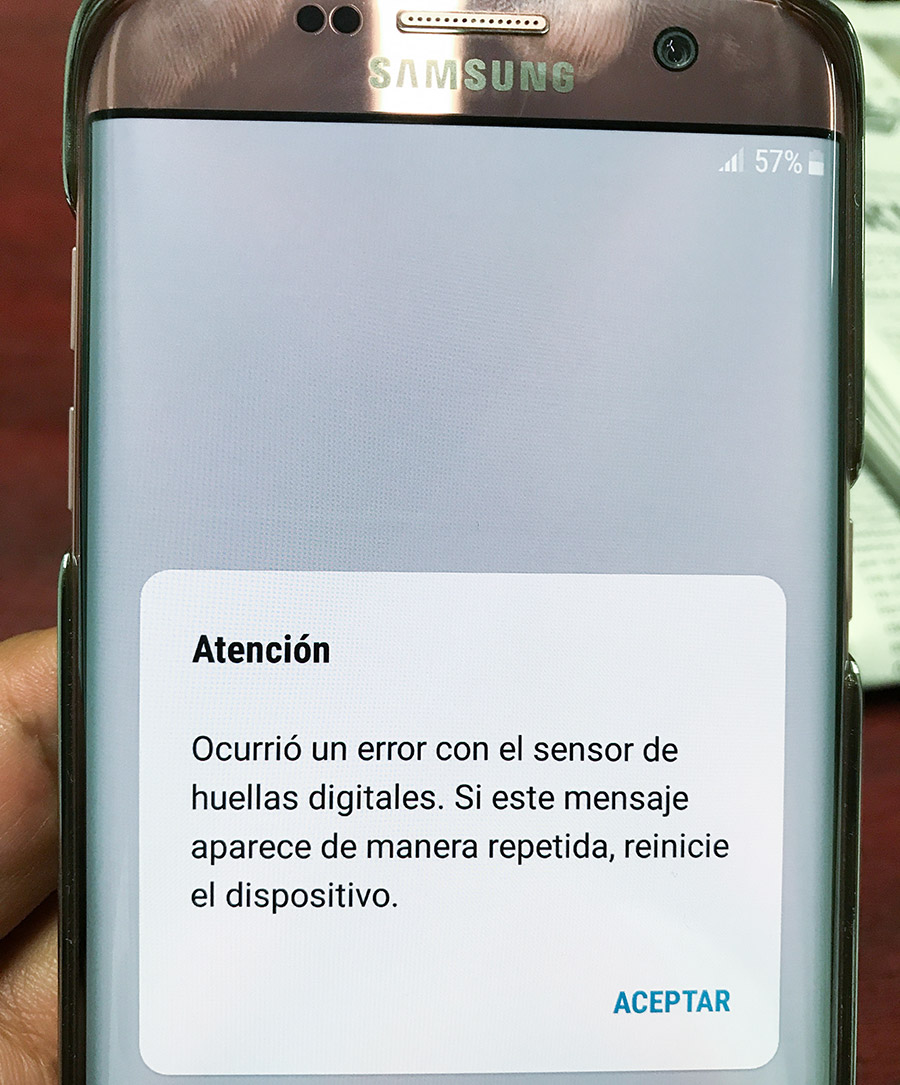sensor de huellas dañado del samsung s7 edge