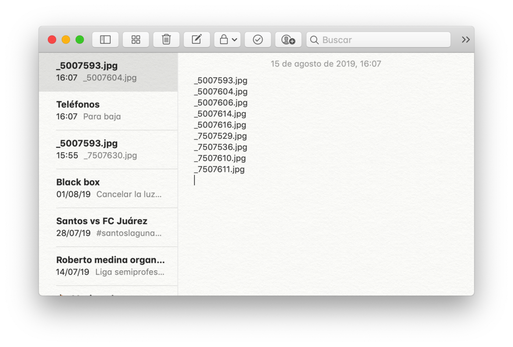 copiar listado de archivos