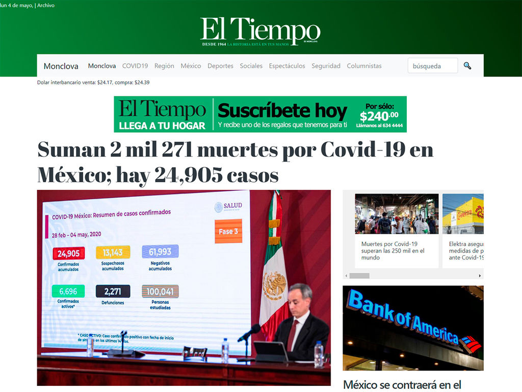 Periódico El Tiempo de Monclova